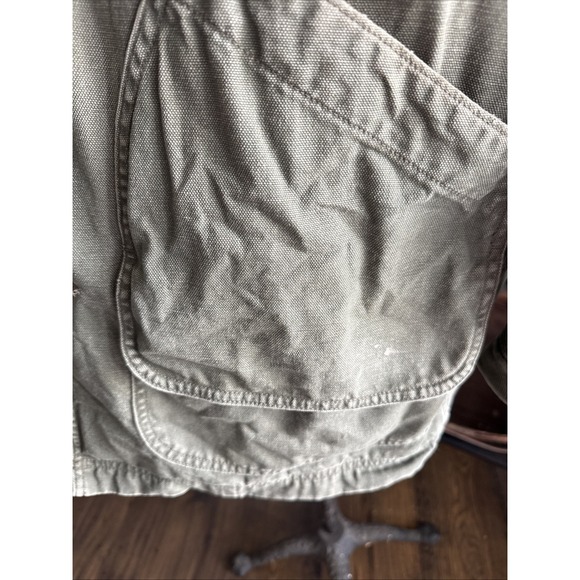 VTG LL Bean Men's Canvas Flannel Lined Barn Field Coat Jacket  Green L - Picture 6 of 11